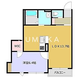 桔梗乃館 1LDKの間取図画像