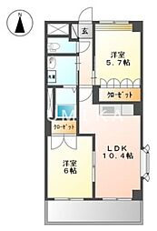 グランパレス・K 2LDKの間取図画像