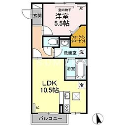 メゾンエミグラントA 1LDKの間取図画像
