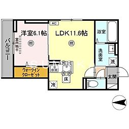 タウン清心 1LDKの間取図画像