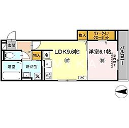 タウン清心 1LDKの間取図画像