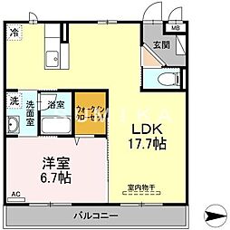 ホワイトローズ 1LDKの間取図画像