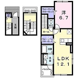 大供ハイマート 1LDKの間取図画像