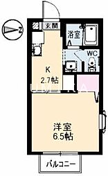 ラ・コート津倉 1Kの間取図画像