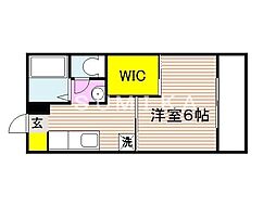 ネスト2 1Kの間取図画像