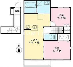 中仙道iori III 2LDKの間取図画像