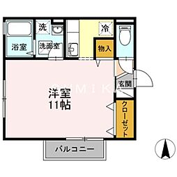 フェイバリットフラットB棟 ワンルームの間取図画像
