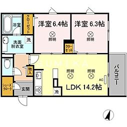ShallowGardenA 2LDKの間取図画像