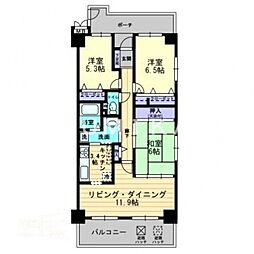 サーパス東島田 3LDKの間取図画像