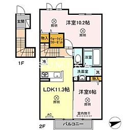 ウィステみやまえ 2LDKの間取図画像