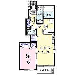 トゥジュールB 1LDKの間取図画像