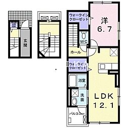 ベルフレーシュ1 1LDKの間取図画像