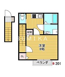 岡山市南区福成2丁目アパート 1Kの間取図画像