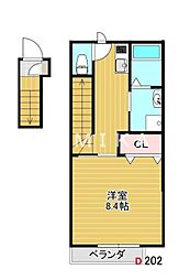 岡山市南区福成2丁目アパート 1Kの間取図画像