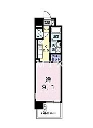 サンリット3 1Kの間取図画像