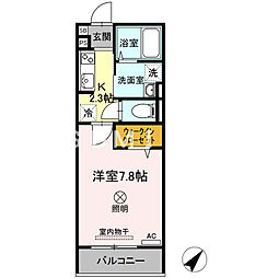 ルミナス大和町 1Kの間取図画像