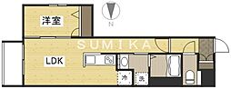 月光岡山昭和町弐番館 1LDKの間取図画像