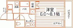 ルラシオン岡山奉還町 1Kの間取図画像