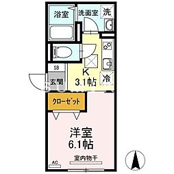 カーサ・リアライズ寿町 1Kの間取図画像