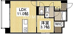 ルミエール岡山駅西口 1LDKの間取図画像
