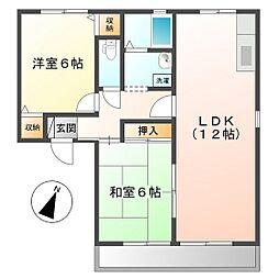 エレガンテサトー 2LDKの間取図画像