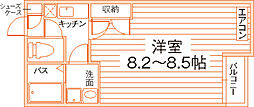 クレフラスト中井町 1Kの間取図画像