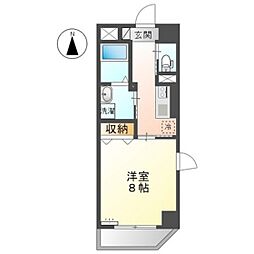 グランソート柳町 1Kの間取図画像
