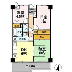クオーレ花尻 3DKの間取図画像