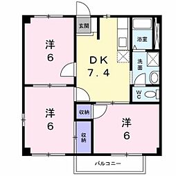 ニューシティ国富 3DKの間取図画像