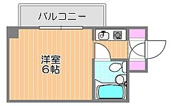 アルファ富田町 1Kの間取図画像