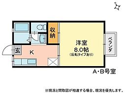 メゾン岡北2 1Kの間取図画像