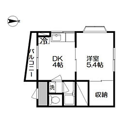 サンロード津高 1DKの間取図画像