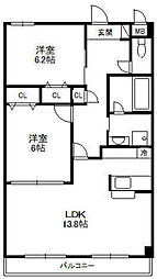 アザ才ノ免 2LDKの間取図画像