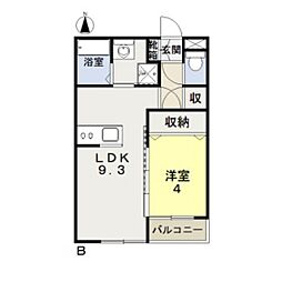 サンフォレスト大元駅前 1LDKの間取図画像