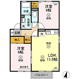 ペガサスB 2LDKの間取図画像
