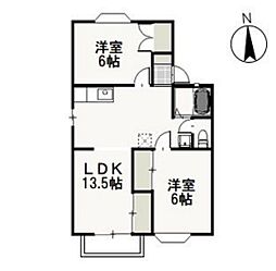 ファミーユ・ビボC 2LDKの間取図画像