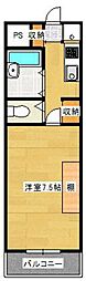 アクラート学南 1Kの間取図画像