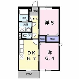 メゾン・ドゥ・コリーヌA 2DKの間取図画像