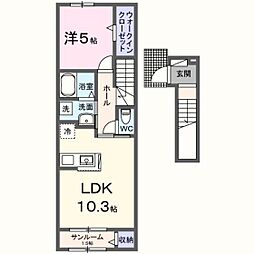 B.フォレスト1 1LDKの間取図画像