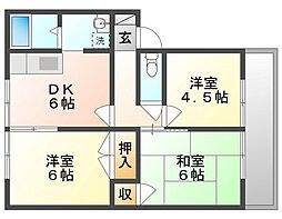 フレグランス江並A 3DKの間取図画像