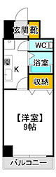グランデール野田 1Kの間取図画像