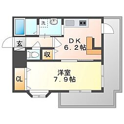 ラフィーネ大供 1DKの間取図画像