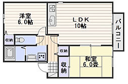 操山ハイツ 2LDKの間取図画像