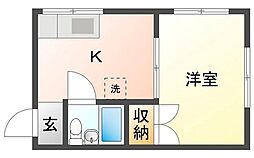 第二和久田ビル 1Kの間取図画像