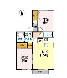 アカデミーO.S. 2LDKの間取図画像