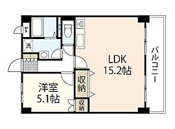 ミラドール奥田西町 1LDKの間取図画像