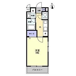 ミモザヒルズ岡山医大南 1Kの間取図画像