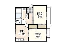 エレガンス近藤2 2DKの間取図画像