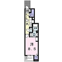 ル・レーヴB 1Kの間取図画像