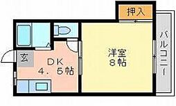 リバーサイドクラタ 1DKの間取図画像